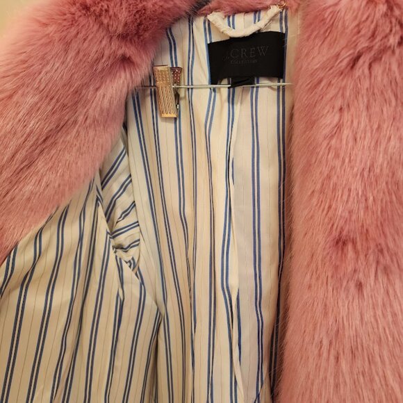 J. Crew Pink Faux-Fur Jacket - Picture 8 of 9